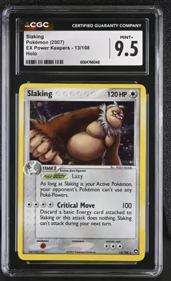CGC 9.5 MINT+ Slaking 2007 EX Power Keepers 13/108 Holo Pokemon Card - Image 1