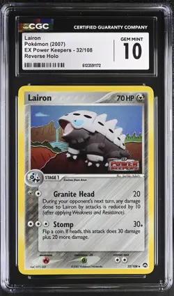 CGC 10 Lairon 2007 EX Power Keepers 32/108 Reverse Holo STAMPED Pokemon Card - Image 1
