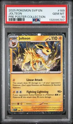 2025 POKEMON SVP EN SV BLACK STAR PROMO 169 JOLTEON PRE POSTER COLLECTION PSA 10 - Image 1