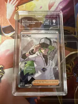 N's Plan 163/086 Sv: Black Bolt Holo TAG Mint 9 Graded Pokemon - Image 1