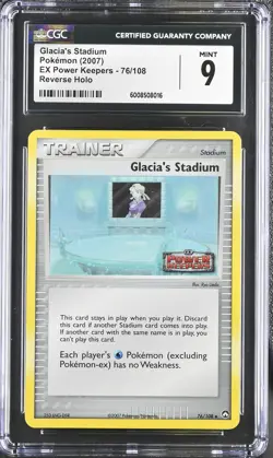 CGC 9 Glacia's Stadium Power Keepers 76/108 Reverse Holo Stamped Pokemon Card - Image 1