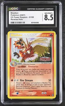 CGC 8.5 Blaziken 2007 EX Power Keepers 5/108 Reverse Holo STAMPED Pokemon Card - Image 1