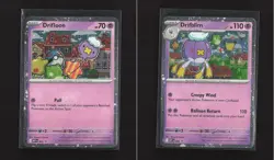 2x 2025 Pokemon Mega Evolutions Black Star Promo Drifloon MEP 005 + Drifblim 006 - Image 1