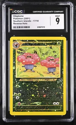 CGC 9 MINT Vileplume 2001 Southern Islands 17/18 Reverse Holo Pokemon Card - Image 1