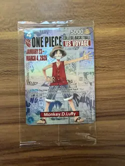 One Piece Monkey D. Luffy College Basketball US Voyage Promo Card P-055 Sealed - Image 1
