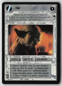 1997 Decipher Star Wars Yoda CCG Jedi Master Card Power2 Ability7 Dagobah - Image 1