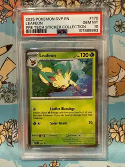 Pokemon Prismatic Evolutions Leafeon 170 Tech Sticker PSA 10 - Image 1