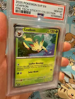 Pokemon Prismatic Evolutions Leafeon 170 Tech Sticker PSA 10 - Image 2