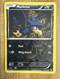 Pokemon TCG Murkrow Dragons Exalted 72/124 Reverse Holo Common HP - Image 1