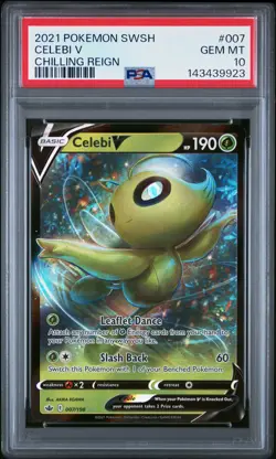 2021 POKEMON SWORD & SHIELD CHILLING REIGN #007 CELEBI V PSA 10 - Image 1
