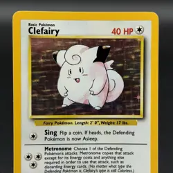 Pokemon TCG Clefairy Card 5/102 Base Set Unlimited Holo Rare Nice - Image 2