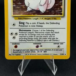 Pokemon TCG Clefairy Card 5/102 Base Set Unlimited Holo Rare Nice - Image 3