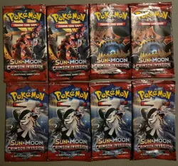 *EMPTY* 8x POKEMON SUN & MOON CRIMSON INVASION BOOSTER PACKS NO CARDS - Image 1