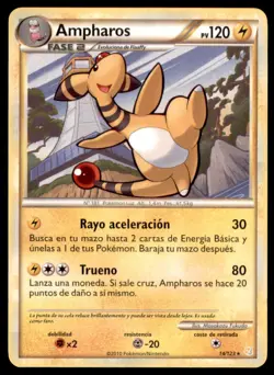 2010 Pokemon HeartGold & SoulSilver Ampharos Spanish #14 Stage 2/Rare - Image 1