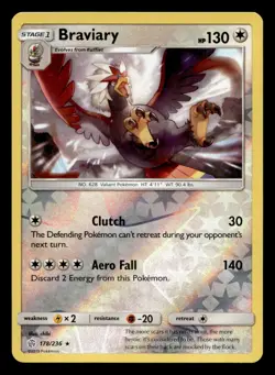 Braviary 178/236 Rare Cosmic Eclipse Reverse Holo Pokemon NM - Image 1