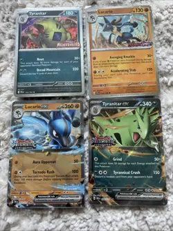 Pokemon Tyranitar 064/131 Lucario 051/131 Prismatic Evolutions Stamped Promos - Image 1