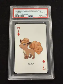Pokemon Vulpix 7 of Diamonds from 2004 Leaf Green Poker Deck in a PSA 10 !! - Image 1