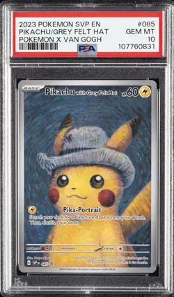 2023 POKEMON SVP EN-SV BLACK STAR PROMO #085 PIKACHU WITH GREY FELT HAT PSA 10 - Image 1