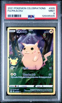 2021 POKEMON CELEBRATIONS #005 FULL ART/PIKACHU PSA 9 - Image 1