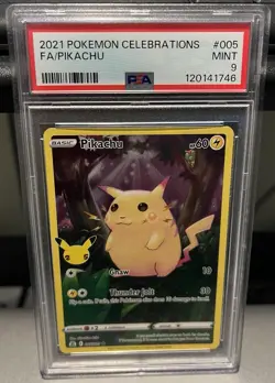 Pokemon 2021 Celebrations Pikachu Full Art Card 005/025 PSA 9 - Image 1