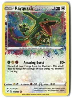 Rayquaza ⭐ 138/185 Holo Amazing Rare Vivid Voltage 2020 Pokemon NM - Image 1