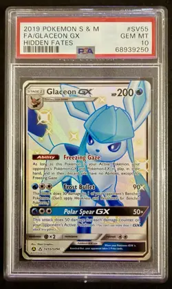 Pokemon Shiny Glaceon GX SV55/SV94 Hidden Fates Full Art Holo PSA 10 - Image 1