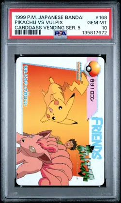 Pokemon Japanese Bandai Pikachu VS Vulpix #168 PSA 10 GEM MINT Carddass Anime 5 - Image 3