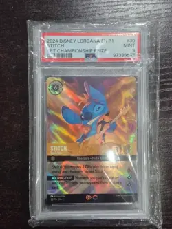 2024 DISNEY LORCANA EN P1-SET CHAMPIONSHIP PRIZE #30 STITCH - ROCK STAR PSA 9 - Image 1