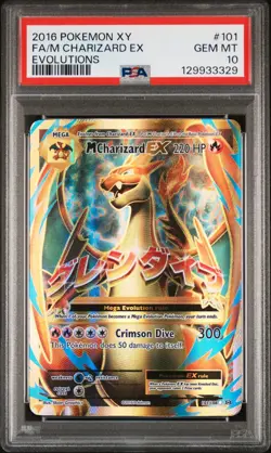 2016 POKEMON XY EVOLUTIONS #101 FULL ART/M CHARIZARD EX PSA 10 - Image 1