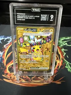 TAG 9 Pikachu ex 247/191 Sv08: Surging Sparks Hyper Rare Holo Pokemon TCG - Image 1