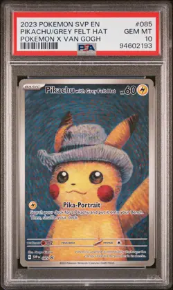 2023 POKEMON SVP EN-SV BLACK STAR PROMO #085 PIKACHU WITH GREY FELT HAT PSA 10 - Image 1