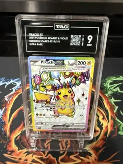 TAG 9 Pikachu EX 219/191 Sv08: Surging Sparks Ultra Rare Holo Pokemon TCG - Image 1