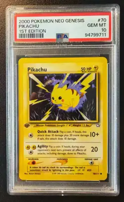 Pikachu 70 Neo Genesis 1st Edition PSA 10 - Pokemon TCG - POP 398! - Image 1