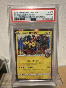 2019 POKEMON JPN S PROMO POKEMON CENTER SHIBUYA OPENING SHIBUYA'S PIKACHU PSA 8 - Image 1
