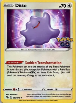 Pokemon TCG Ditto 53/78 Pokemon GO Holo NM - Image 1