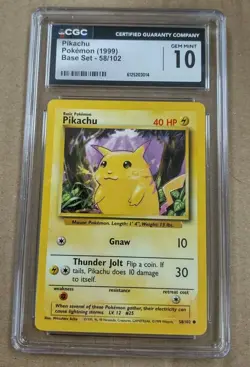 Pokemon Pikachu 1999 Base Set 58/102 CGC 10 Gem Mint - Image 1