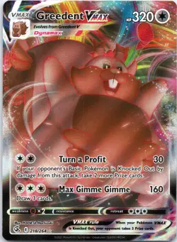 Greedent VMAX - 218/264 - Pokemon Fusion Strike Sword Shield Ultra Rare Card - Image 1