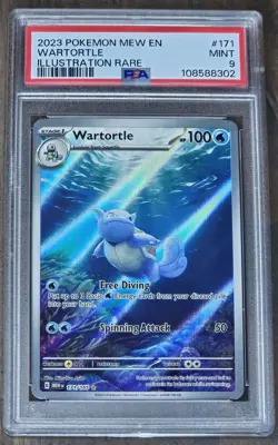 Wartortle PSA 9 Mint Mew En 151 Illustration Rare #171/165 Holo - Image 1