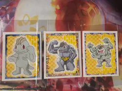 Machop, Machoke, Machamp #66, 67, 68 1999 Merlin Pokemon Set of 3 Stickers LP-NM - Image 1