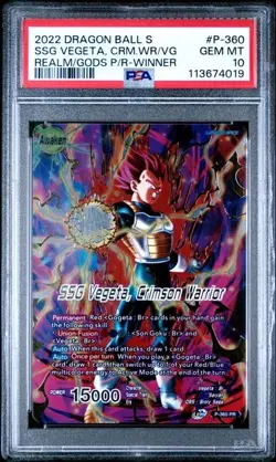 PSA 10 SSG Vegeta, Crimson Warrior P-360 PR Winner Promo Trophy Tournament Card - Image 1