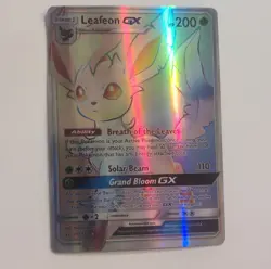 Pokemon Leafeon GX Secret Rare Full Art Holo 157/156 SM-Ultra Prism Card - Image 1