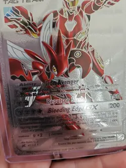 Iron Man & Scizor GX Silver Foil Fan Art Vinyl Collector Pokemon Display Card - Image 4