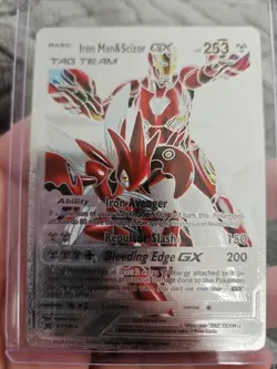Iron Man & Scizor GX Silver Foil Fan Art Vinyl Collector Pokemon Display Card - Image 5