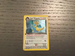 Pokemon Dark Dragonite 1st Edition Holo With Swirl 5/82 Team Rocket HP - Image 1