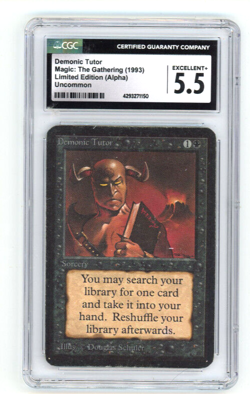 1993 Magic the Gathering MtG - Limited Editon Alpha - Demonic Tutor CGC 5.5 - Image 1