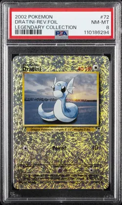2002 POKEMON LEGENDARY COLLECTION #72 DRATINI-REVERSE FOIL PSA 8 - Image 1