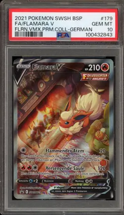 Pokemon Flareon V (Flamara) VMAX PRM. Coll. GERMAN Alt Art Promo SWSH179 PSA 10 - Image 1