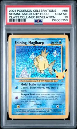Pokemon Card Shining Magikarp Holo 66/64 PSA 10 Celebrations Classic Collection - Image 1