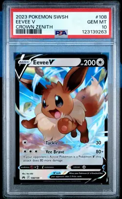 PSA 10 Eevee V 108 Crown Zenith Pokemon Sword And Shield Crown Zenith - Image 1