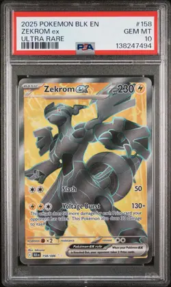 2025 POKEMON BLK EN-BLACK BOLT ULTRA RARE #158 ZEKROM EX PSA 10 - Image 1